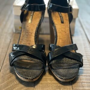 Nine West Black Wedge Sandals